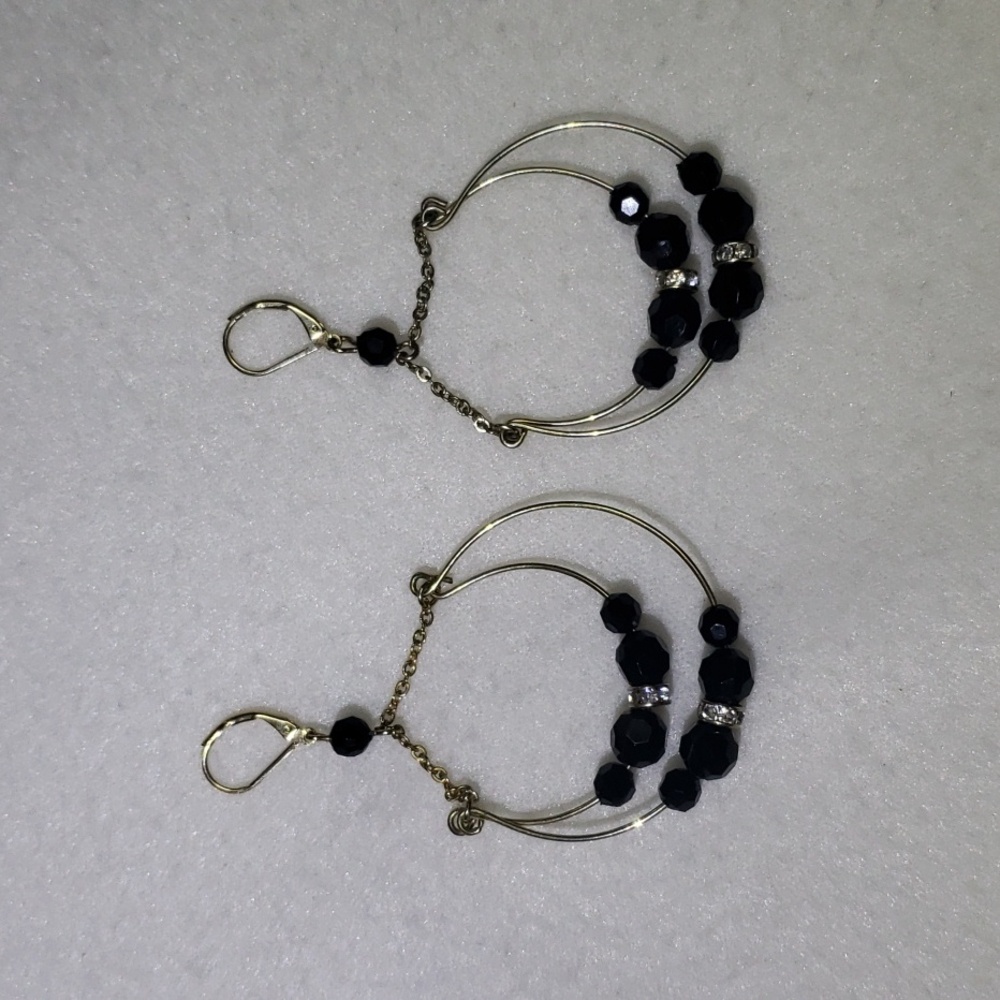 Elegant Black and Gold Hoop Earrings